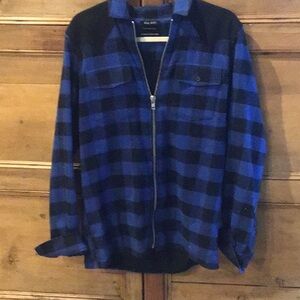 Blue and black plaid shirt